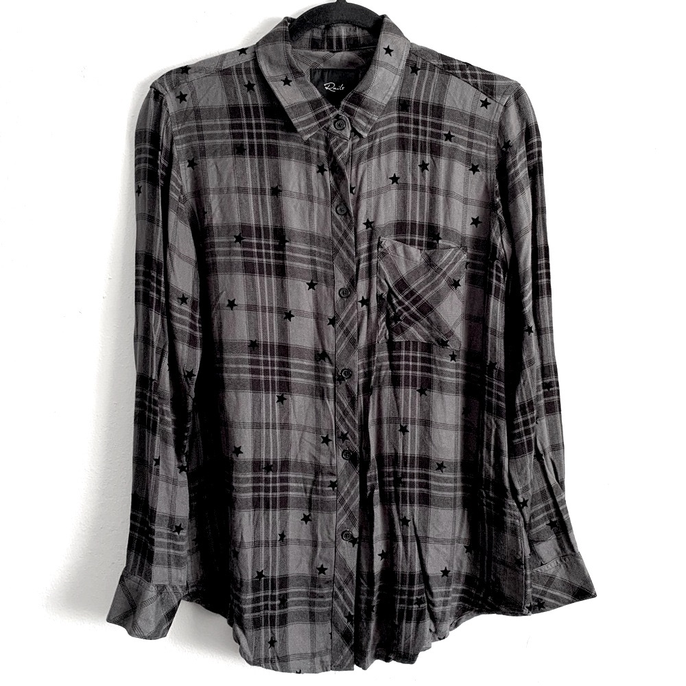 Rails Hunter Iron Black Stars & Plaid Long Sleeves Buttoned Shirt